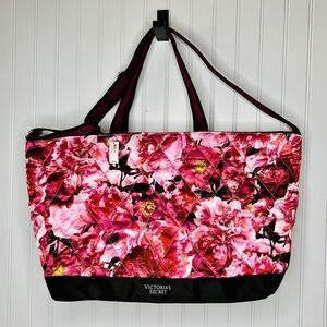 Victoria Secret Floral Tote Rose Flowers Weekender Bag Limited Edition NWT $78